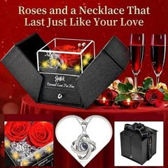 Gnifot Preserved Red Real Rose with I Love You in 100 4.33 inches,