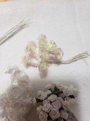 Vtg Forget Me Not Satin Ribbon Roses Flowers Wire Stem Millinery Crafts Lot