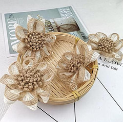 9PCS Handmade Burlap Flowers Rustic Jute Twine Rose for DIY Handmade Wedding Par