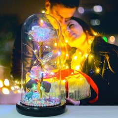 LED Eternal Galaxy Rose in Glass Enchanted Forever Flower Thanksgiving Xmas Gift