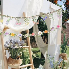 2pcs Flower Garland Banner, 16.4ft Reusable Plastic Wildflower 2pcs, Colorful
