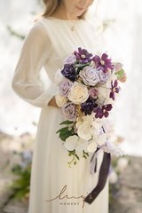 Ling’s Moment Purple Bridal Bouquet Cascading, Lilac Wedding Bouquets for Bri…