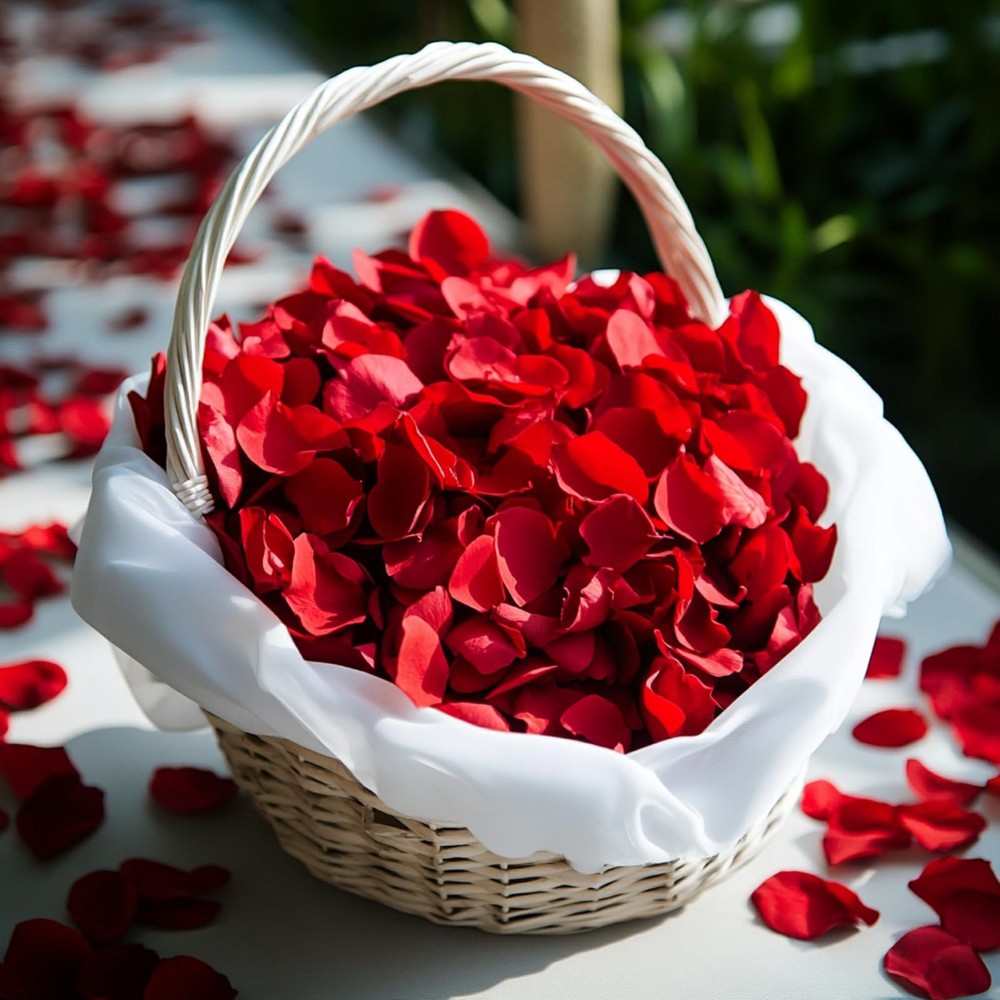 Eslibin 300 PCS Dried Real Red Rose Flower Petals 1.5 inches, Red-80g