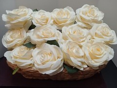 12 X Peony Roses Bridal Bouquets Faux Silk Flowers Ivory 10cm Heads