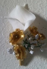 Ivory Gold Calla Lily Bridal Wedding Bouquet Accessories