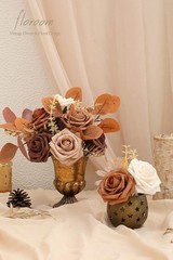 Artificial Flowers 25pcs Real Looking Earth Tones Ombre Colors Foam Fake