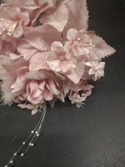 1970s Vintage Silk Wedding Bouquet or Throwaway, Satin Rose, Stephanotis, Pearls