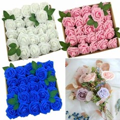 50/25 white Artificial Flower Real Looking Foam Roses Decoration DIY for Wedding