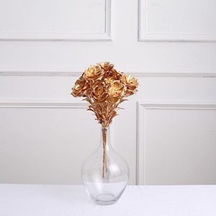 GOLD 2 Metallic 17″ Artificial Rose FLOWER Bouquets Party Events Decorations