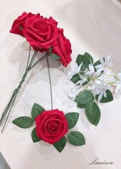 Flores artificiales Flor de boda Rosa Rosas falsas de color rojo oscuro 50.neuvo