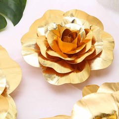 4 pcs 12″ Gold Artificial Large Roses Flowers Wall Backdrop Party Wedding