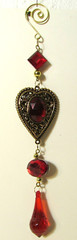9″ Heart with red bead jewels hanging ornament