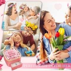 Beferr Gifts for Mom Preserved Real Rose with Necklace Eternal Roses B Pink
