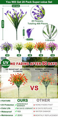 20 Bundles Calla Lily (400 Heads) Artificial Flowers for Outdoors, Fake Plants U
