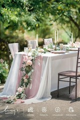 Ling’s moment Flower Garland – 6FT Eucalyptus & Rose Pink Sweetheart Table Decor
