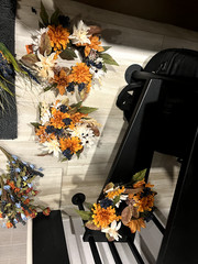Fall wedding flowers-centerpieces, decorations, birch flower girl basket, etc
