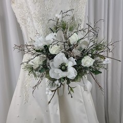 Winter Crystal Faux Silk Wedding Bouquet