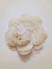 Ivory Natural 100% Burlap Fabric Rose Flowers Handmade Set of 5 Bridal 4″