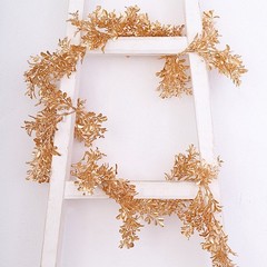 6 ft Metallic GOLD Artificial Boxwood Leaves Hanging Foliage GARLAND Party Event