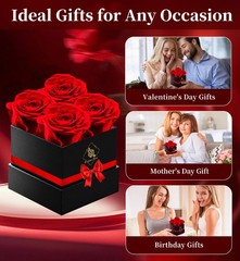 Gifts for Mom Birthday Women Preserved Rose Forever 4 Roses, Red