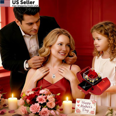 Lebana Preserved Red Real Rose with I Love You Necklace, Small, Red-Love
