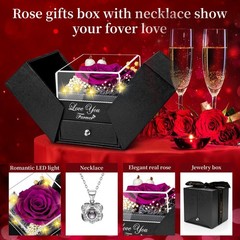 Preserved Purple Real Rose-Eternal Flowers Rose Birthday Gifts for Her