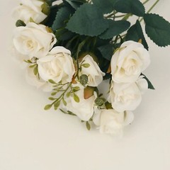 IVORY 2 Bouquets 12″ Faux Open Roses Artificial FLOWER Bushes Party Events