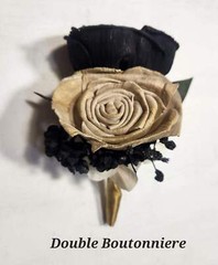 Champagne Gold Ivory Black Rose Calla Lily Sola Wood Bridal Wedding Bouquet Acce