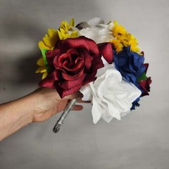 Burgundy Navy Blue White Sunflower Bridal Wedding Bouquet Accessories