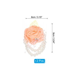 2 Pcs Rose Bridesmaid Wrist Flower Artificial Bride Wrist Orange
