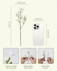 24Pcs Babys Breath Artificial Flowers Bulk, 11inch Fake 24PCS Attractive White