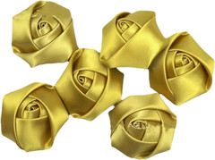 2″ Satin Rose Flower for Wedding Bride Bouquet Craft(Pack of 20,Gold)