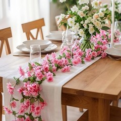 Pcs 92.5 FT Artificial Cherry Blossom Flower Vines Bulk Faux 12 Rose Red