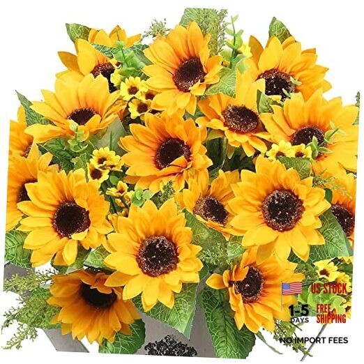Artificial Sunflower Bouquets,2 Bunches Fake Flowers for Outdoors Baby Shower