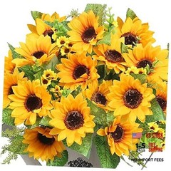 Artificial Sunflower Bouquets,2 Bunches Fake Flowers for Outdoors Baby Shower
