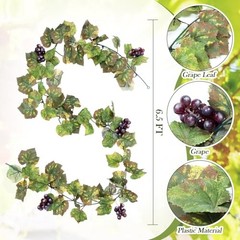 Artificial Grape Leaf Garland Vine Plant for Decoration Fake 6.5 ft Light Green