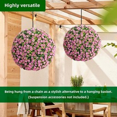 2-Pack Artificial Flower Ball Topiary, UV Resistant, Wedding Garden Decor, Pink