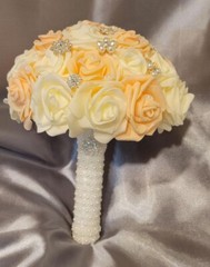 Bride Brooch Bouquet and Groom Boutonnière (Champagne And Ivory)