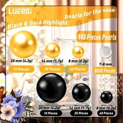 Black Gold Vase Filler Pearls | Black Gold Floating Pearls | 150 PCS Black Go…