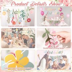 2PCS Wildflower Garland Flower Party Banner – Spring Birthday – Colorful Flowers