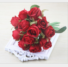 12 Head Fake Rose Artificial Silk Peony Flower Bridal Wedding Bouquet Home Decor