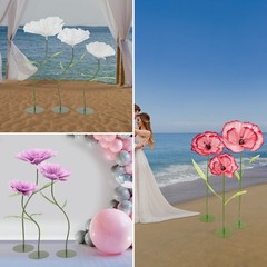 3pcs Artificial Handmade Free Standing Decoration Corn Poppy Flower Round Bases