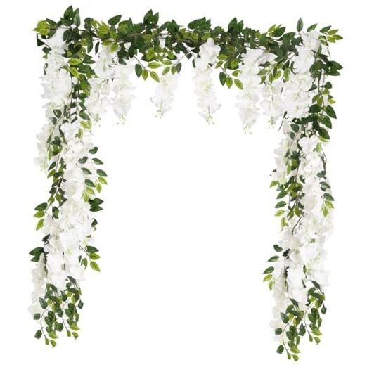 Wisteria Garland Artificial Flowers 2PCS 5.91FT/Peice Fake Wisteria Vines White