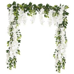 Wisteria Garland Artificial Flowers 2PCS 5.91FT/Peice Fake Wisteria Vines White