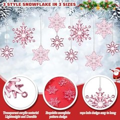102 Pieces Christmas Vases Filler Decorations for Faux Pink Snowflakes Beads