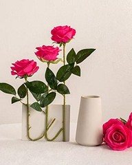 10pcs Silk Roses Artificial Flowers Fake Rose for Arrangement Wedding Fuchsia