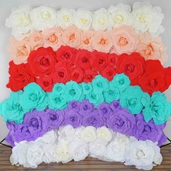 2 pcs 20″ Red Artificial Large Roses Flowers Wall Backdrop Party Wedding