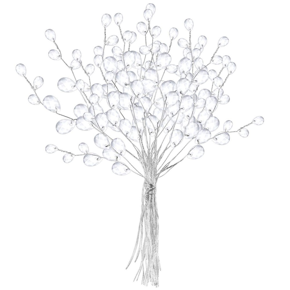 17cm White Acrylic Floral Picks Bouquet 50 Stems Decorative Home Wedding Decor