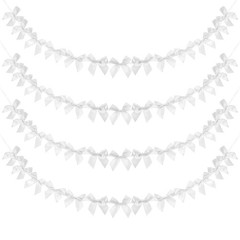 4 String of 13 PCS White Bow Garland Banner Decoration Party Bow