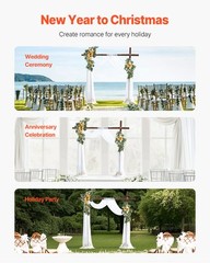 Uimoso Artificial Wedding Arch Flowers Kit with Drapes Kit Deluxe White
